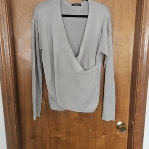 Light Gray Wrap-Front Women's Sweater
